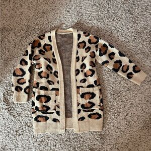 Girls size 8-10 Leopard Print Open Cardigan